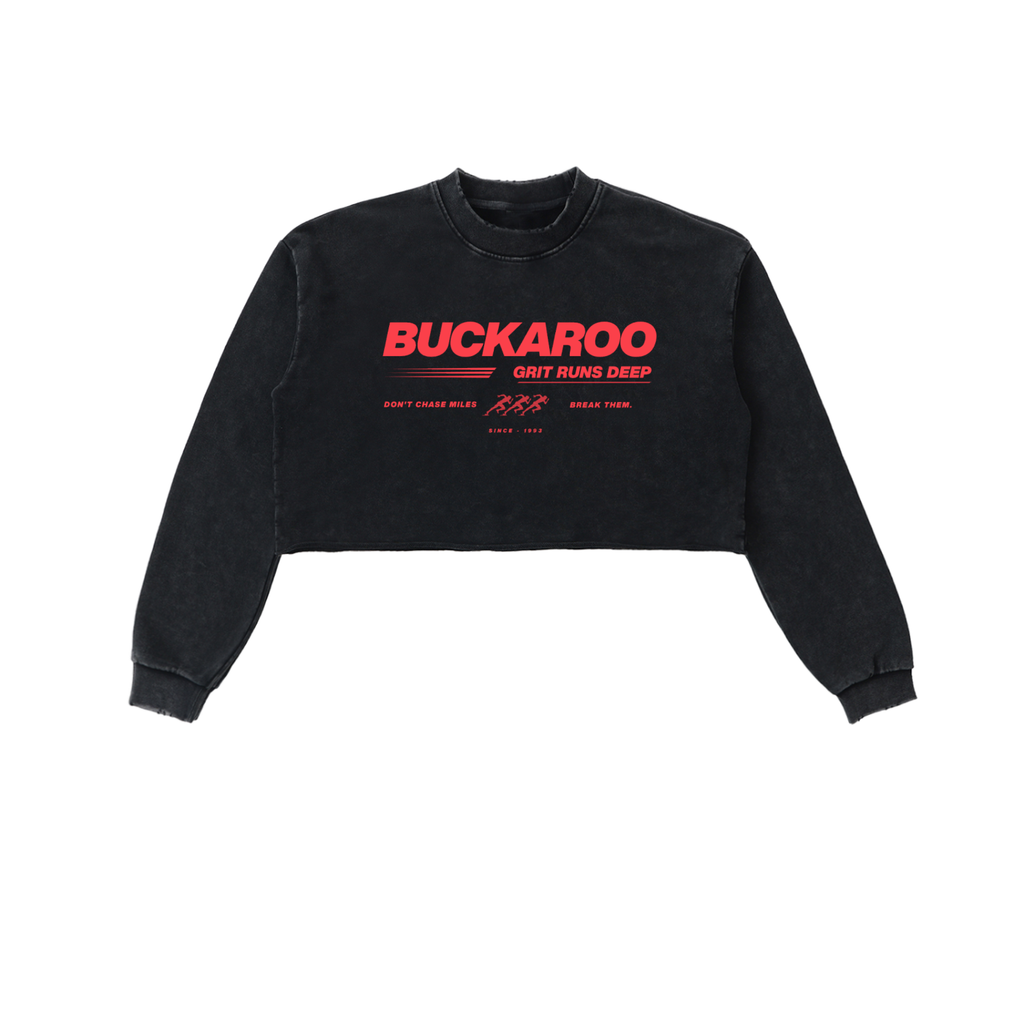 Buckaroo Washed Raw Edge Cropped Sweatshirt
